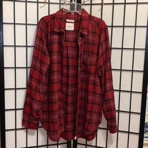 AEO PLAID FLANNEL BOYFRIEND FIT